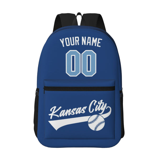 KOPKOC Kansas City Baseball Backpack with pockets - PVC oxford cloth - Custom Name and Number