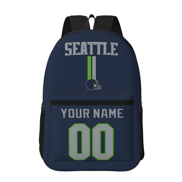 KOPKOC Seattle Football Backpack with pockets - PVC oxford cloth - Custom Name and Number
