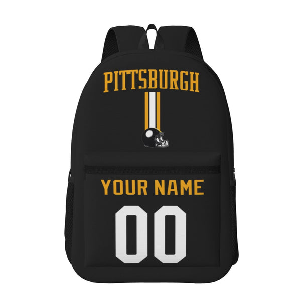 KOPKOC Pittsburgh Football Backpack with pockets - PVC oxford cloth - Custom Name and Number