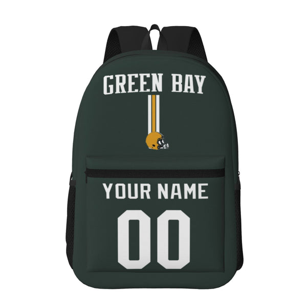 KOPKOC Green Bay Football Backpack with pockets - PVC oxford cloth - Custom Name and Number