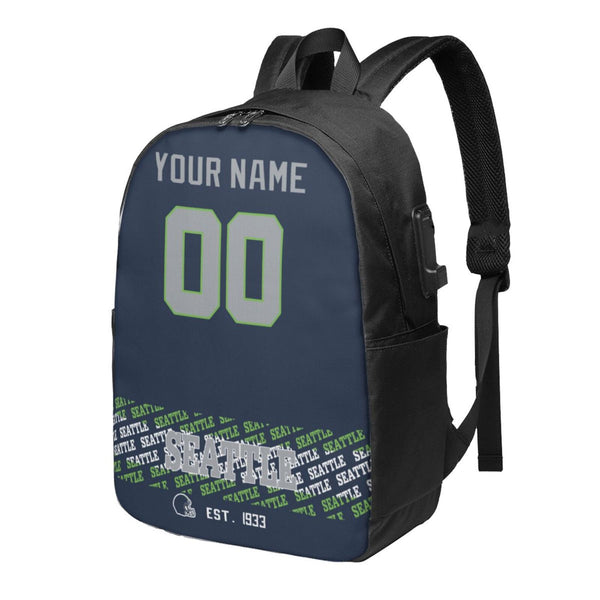 KOPKOC Seattle Football Travel laptop backpack Custom Name and Number Gifts