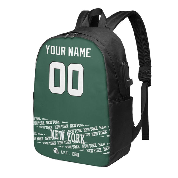 KOPKOC New York J Football Travel laptop backpack Custom Name and Number Gifts