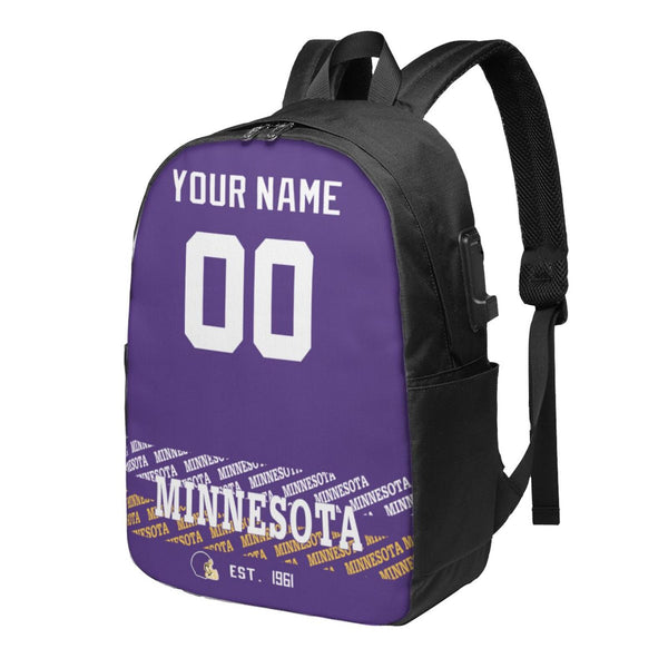 KOPKOC Minnesota Football Travel laptop backpack Custom Name and Number Gifts