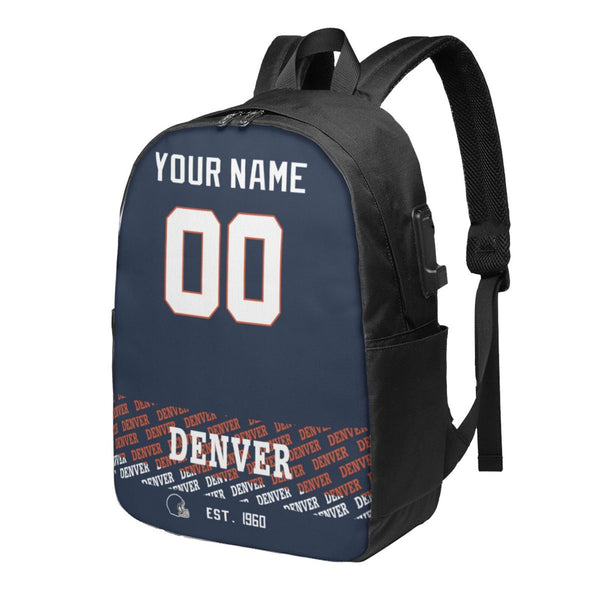 KOPKOC Denver Football Travel laptop backpack Custom Name and Number Gifts