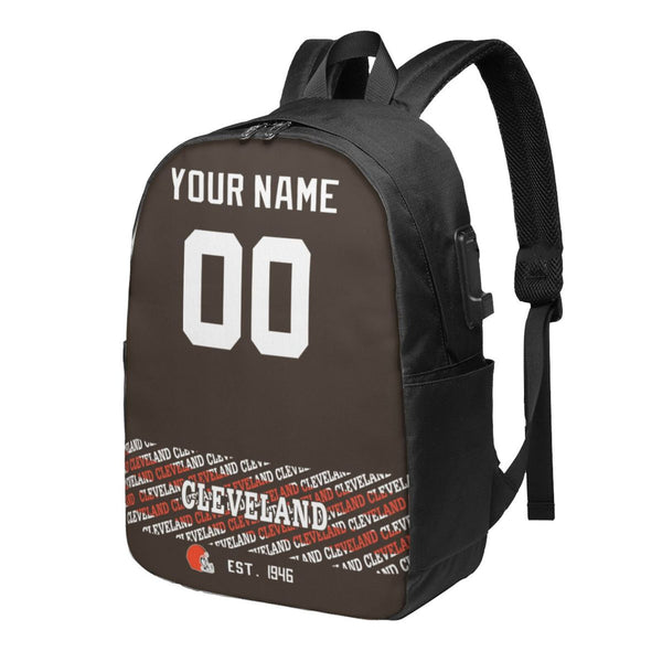 KOPKOC Cleveland Football Travel laptop backpack Custom Name and Number Gifts