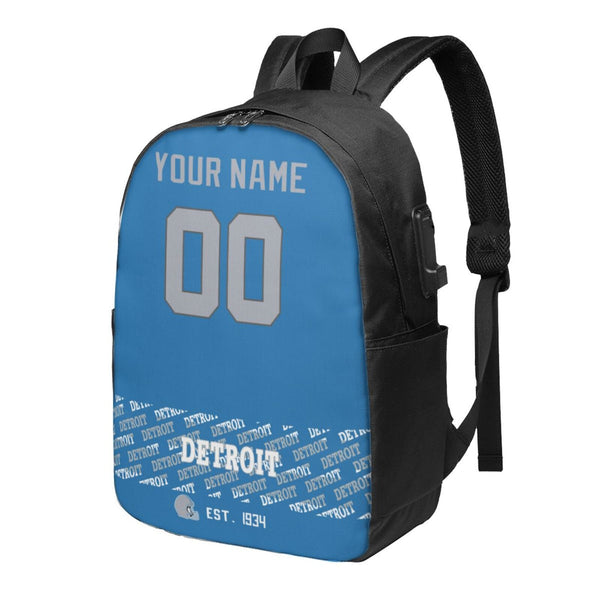 KOPKOC Detroit Football Travel laptop backpack Custom Name and Number Gifts