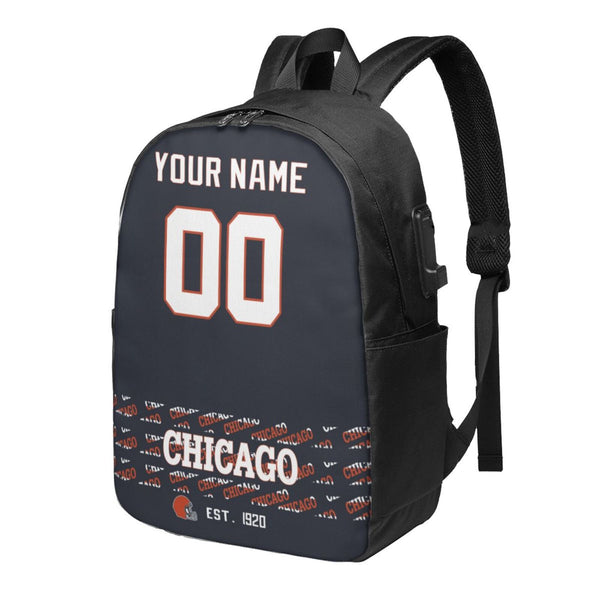 KOPKOC Chicago Football Travel laptop backpack Custom Name and Number Gifts