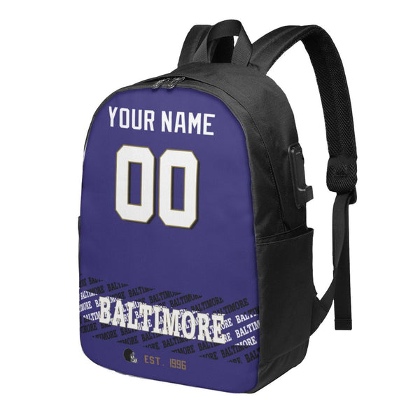 KOPKOC Baltimore Football Travel laptop backpack Custom Name and Number Gifts