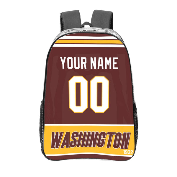 KOPKOC Washington Football Transparent backpack Custom Name and Number Gifts