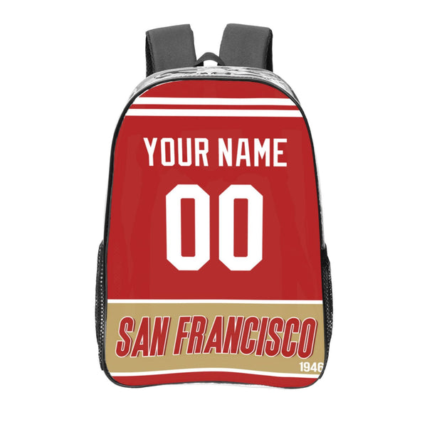 KOPKOC San Francisco Football Transparent backpack Custom Name and Number Gifts