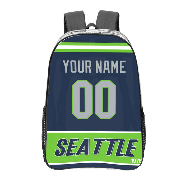 KOPKOC Seattle Football Transparent backpack Custom Name and Number Gifts