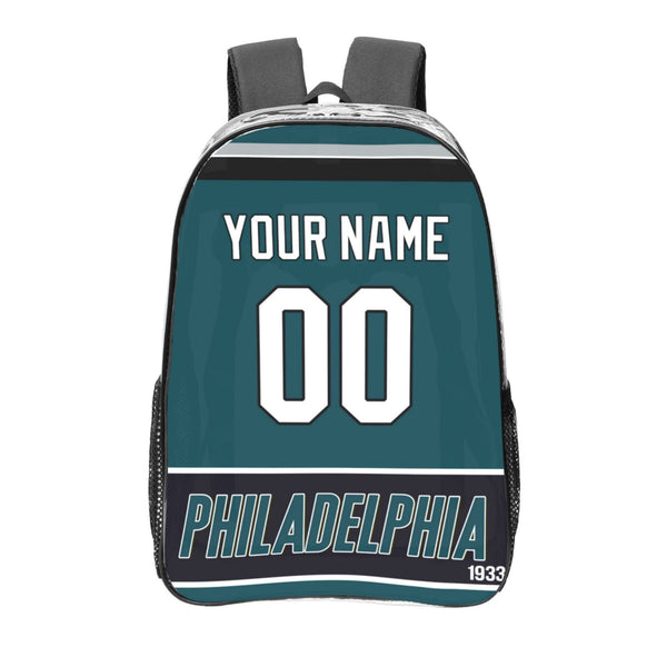 KOPKOC Philadelphia Football Transparent backpack Custom Name and Number Gifts