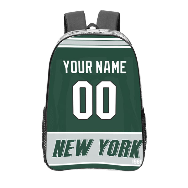 KOPKOC New York J Football Transparent backpack Custom Name and Number Gifts