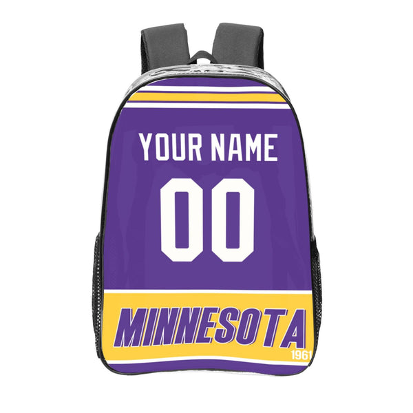 KOPKOC Minnesota Football Transparent backpack Custom Name and Number Gifts