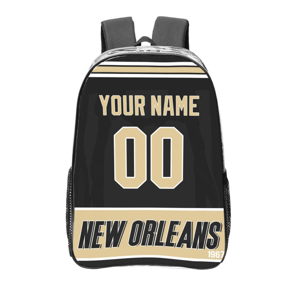KOPKOC New Orleans Football Transparent backpack Custom Name and Number Gifts