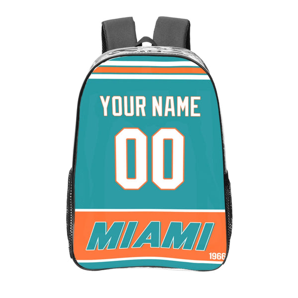 KOPKOC Miami Football Transparent backpack Custom Name and Number Gifts