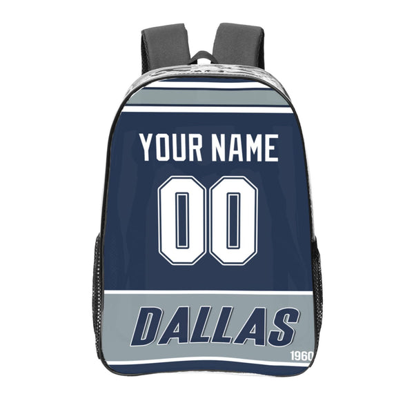 KOPKOC Dallas Football Transparent backpack Custom Name and Number Gifts