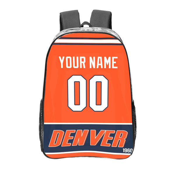 KOPKOC Denver Football Transparent backpack Custom Name and Number Gifts
