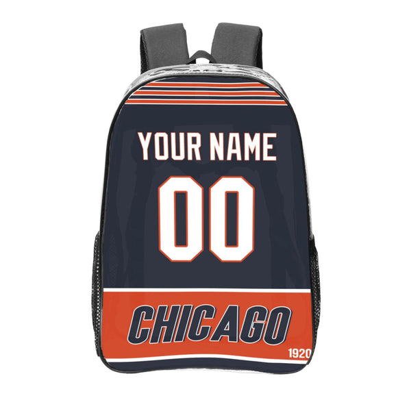 KOPKOC Chicago Football Transparent backpack Custom Name and Number Gifts