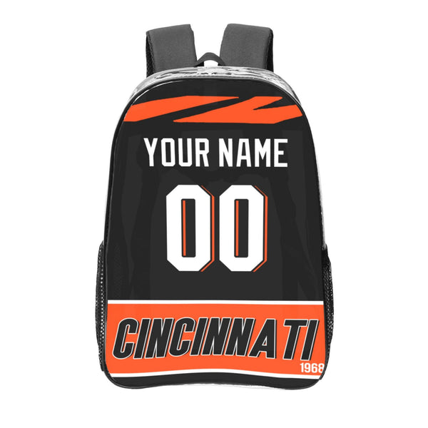 KOPKOC Cincinnati Football Transparent backpack Custom Name and Number Gifts