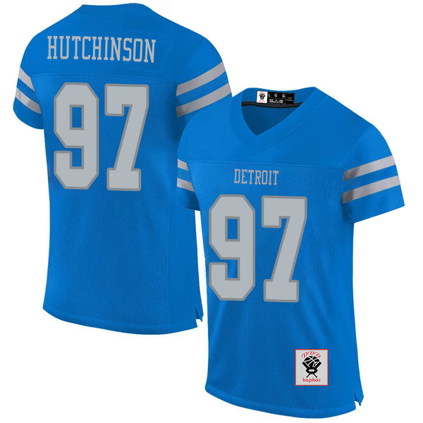 Kopkoc Detroit Blue 97 Hutchinson Football Stitched Jerseys