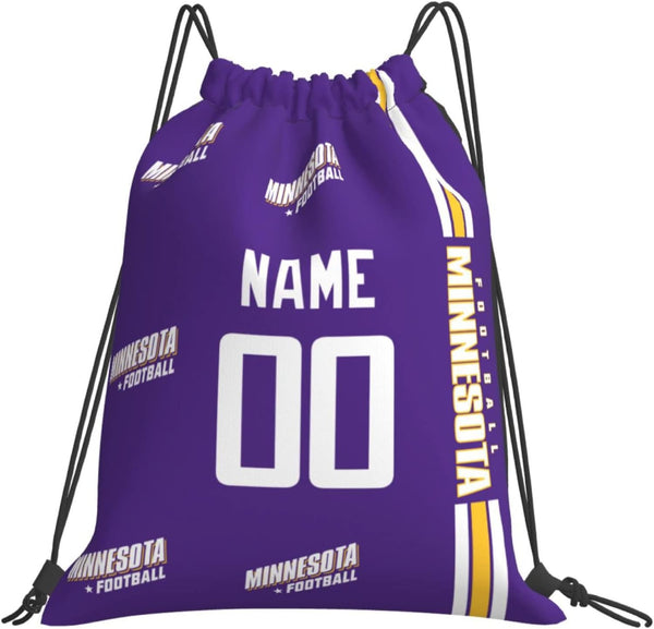 Bolsas con cordón KOPKOC Minnesota de 35 x 40 cm. Mochila personalizada con nombre y número para hombres, jóvenes y niños. Regalos.