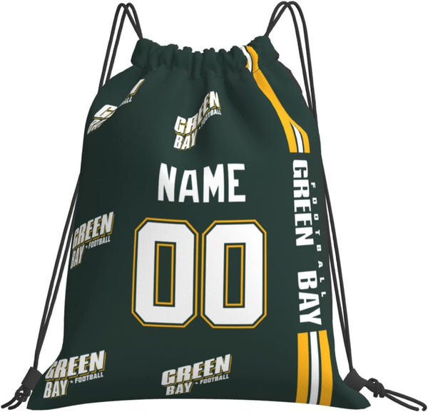 Bolsas con cordón KOPKOC Green Bay de 35 x 40 cm. Mochila personalizada con nombre y número para hombres, jóvenes y niños. Regalos.