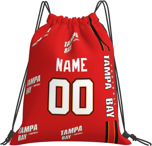 Bolsas con cordón KOPKOC Tampa Bay de 35 x 40 cm. Mochila personalizada con nombre y número para hombres, jóvenes y niños. Regalos.