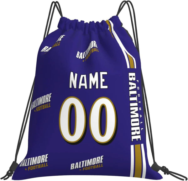 Bolsas con cordón KOPKOC Baltimore de 35 x 40 cm. Mochila personalizada con nombre y número para hombres, jóvenes y niños. Regalos.