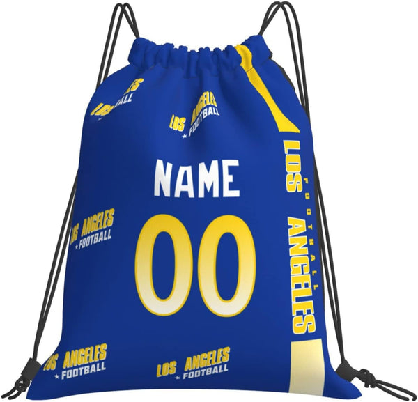 Mochila con cordón KOPKOC Los Ángeles R de 35 x 40 cm, personalizable con nombre y número, ideal como regalo para hombres, jóvenes y niños.