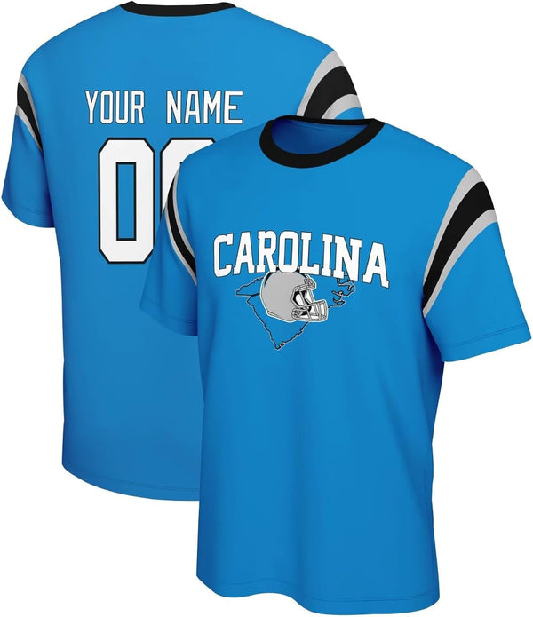 Camiseta KOPKOC Carolina con cuello redondo, manga corta, nombre personalizado y número para hombres y jóvenes
