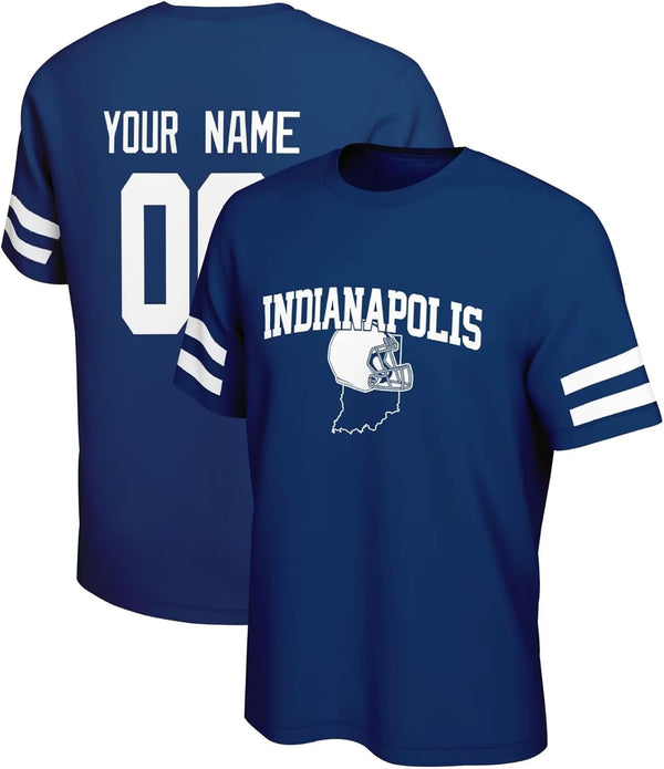 Camiseta KOPKOC de Indianápolis con cuello redondo, manga corta, nombre personalizado y número para hombres y jóvenes