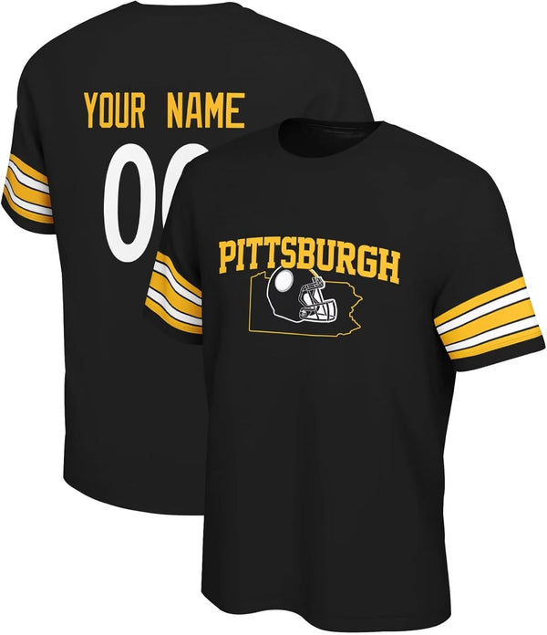 Camiseta KOPKOC Pittsburgh de cuello redondo y manga corta con nombre y número personalizados para hombres y jóvenes