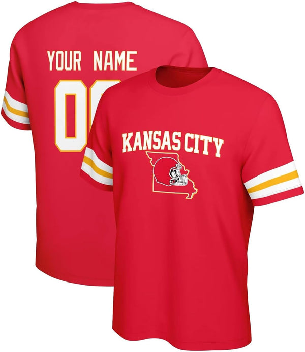 Camiseta KOPKOC de Kansas City con cuello redondo, manga corta, nombre personalizado y número para hombres y jóvenes