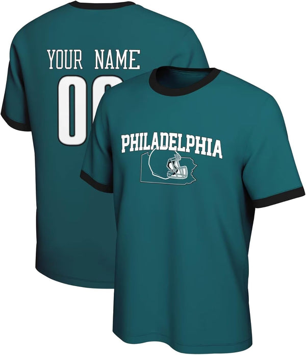 Camiseta KOPKOC Filadelfia de cuello redondo y manga corta con nombre y número personalizados para hombres y jóvenes
