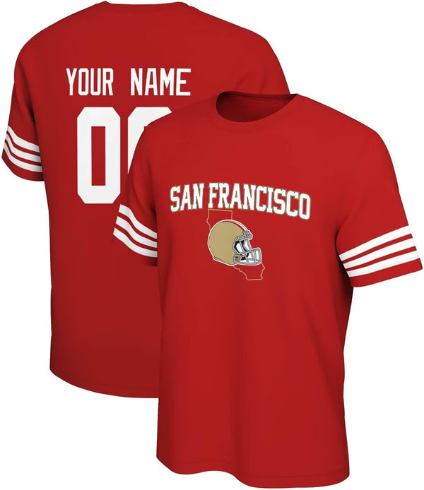 Camiseta KOPKOC San Francisco con cuello redondo, manga corta, nombre personalizado y número para hombres y jóvenes