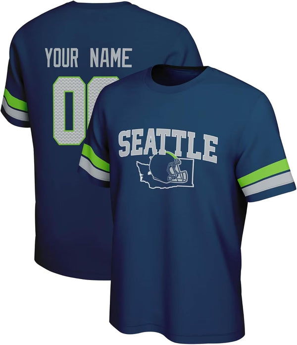 Camiseta KOPKOC Seattle de cuello redondo y manga corta con nombre y número personalizados para hombres y jóvenes