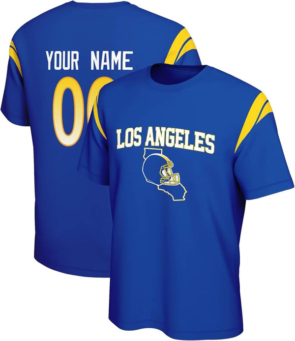 Camiseta KOPKOC Los Ángeles R de cuello redondo y manga corta con nombre y número personalizados para hombres y jóvenes