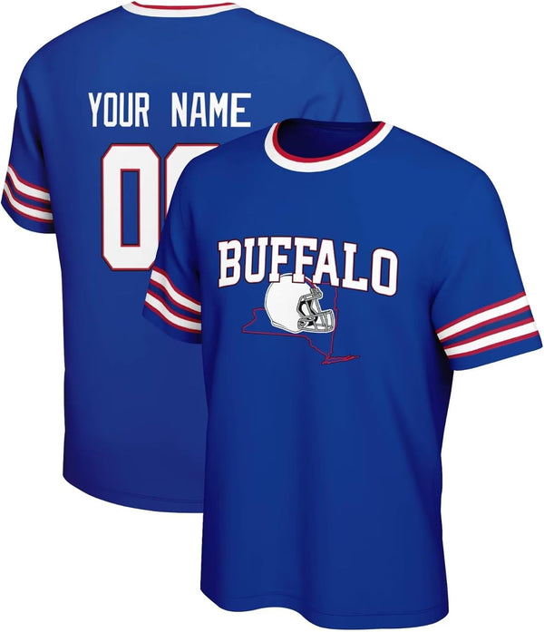 Camiseta KOPKOC Buffalo con cuello redondo, manga corta, nombre personalizado y número para hombres y jóvenes