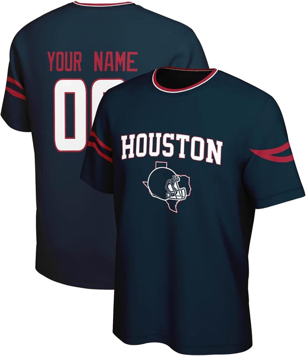 Camiseta KOPKOC Houston de cuello redondo y manga corta con nombre y número personalizados para hombres y jóvenes
