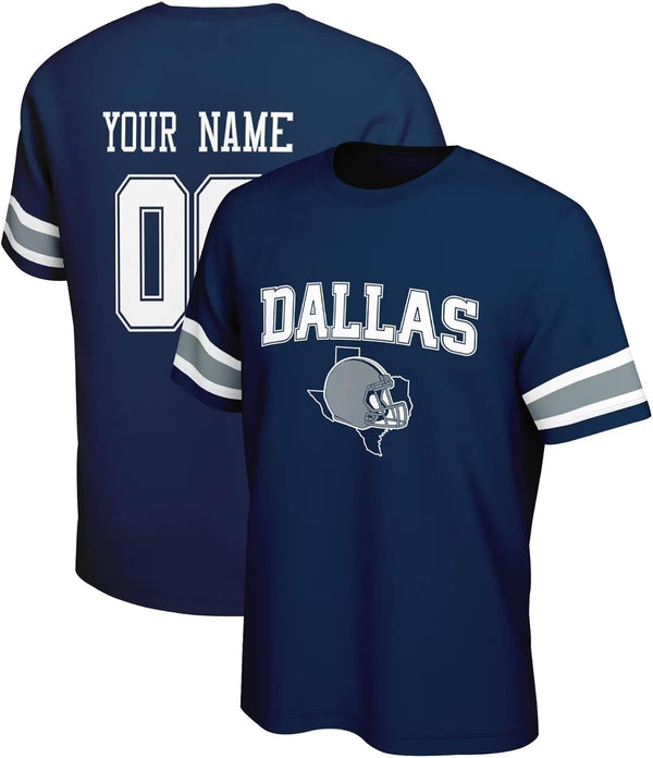 Camiseta KOPKOC Dallas de cuello redondo y manga corta con nombre y número personalizados para hombres y jóvenes