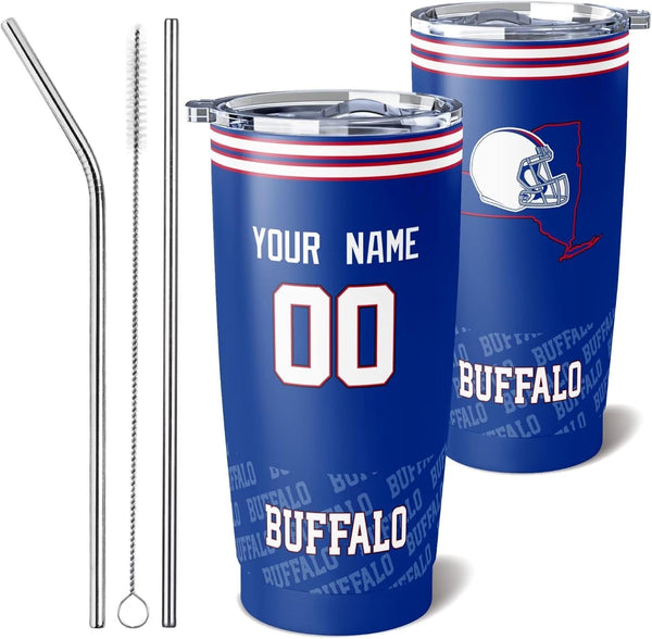 Taza de café KOPKOC Buffalo Cup, vaso de viaje con nombre y número personalizados para hombres, mujeres y jóvenes.
