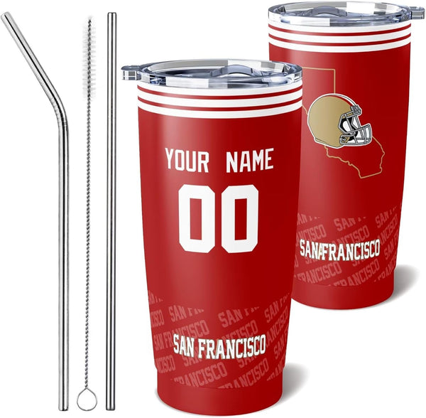 Taza de café KOPKOC San Francisco, vaso de viaje con nombre y número personalizados para hombres, mujeres y jóvenes.