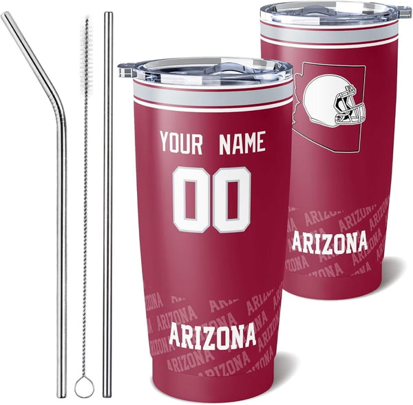 Taza de café KOPKOC Arizona, vaso de viaje con nombre y número personalizados para hombres, mujeres y jóvenes.
