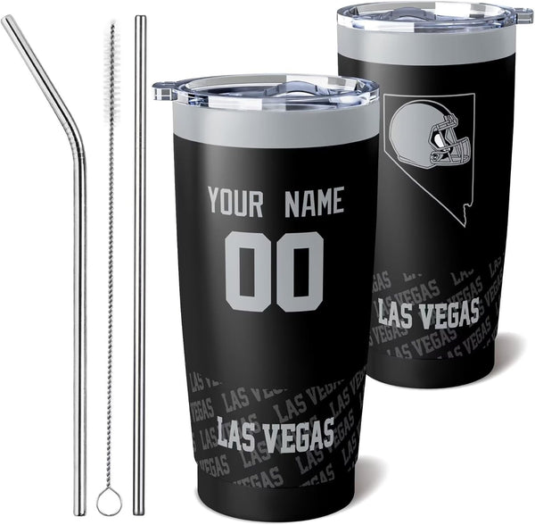 Taza de café KOPKOC Las Vegas, vaso de viaje con nombre y número personalizados, ideal como regalo para hombres, mujeres y jóvenes.
