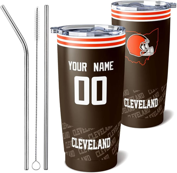 Taza de café KOPKOC Cleveland Cup, vaso de viaje con nombre y número personalizados para hombres, mujeres y jóvenes.
