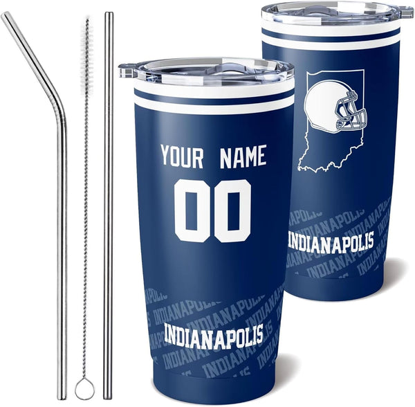 Taza de café KOPKOC de Indianápolis, vaso de viaje con nombre y número personalizados para hombres, mujeres y jóvenes.