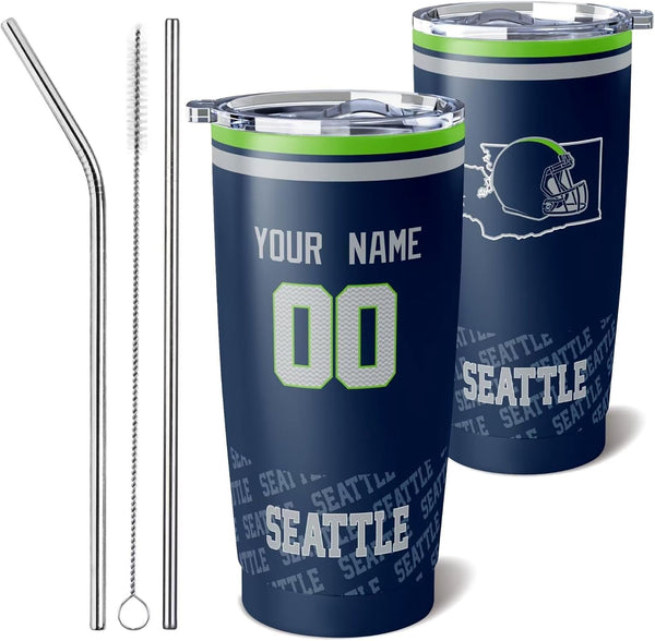 Taza de café KOPKOC Seattle, vaso de viaje con nombre y número personalizados para hombres, mujeres y jóvenes.