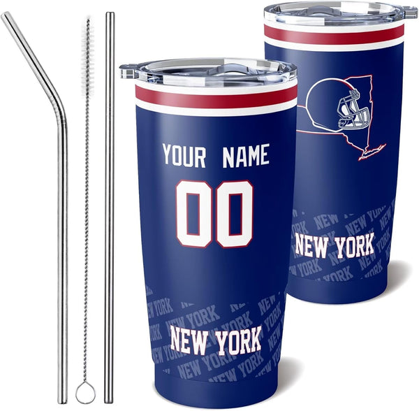 Taza de café KOPKOC New York G Cup, vaso de viaje con nombre y número personalizados para hombres, mujeres y jóvenes.