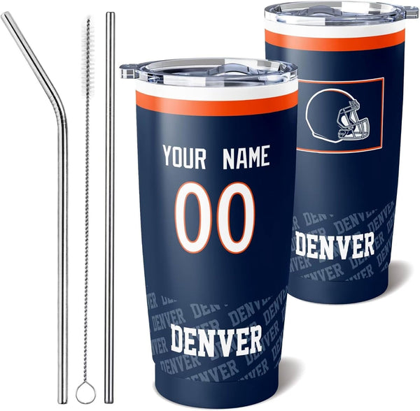Taza de café KOPKOC Denver, vaso de viaje con nombre y número personalizados para hombres, mujeres y jóvenes.